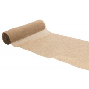 Ruedelafete Chemin de table Jute Rustic 5m, beige/blanc