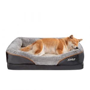 JOYELF lit de Chien orthop&eacute;dique Grand lit pour Animal de Compagnie en Mousse &agrave; m&eacute;moire avec Housse Lavable Amovible et Jouet grin&ccedil;ant comme Cadeau