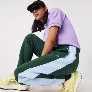 Lacoste Pantalon de survêtement homme avec bandes contrastées Taille S Vert/bleu