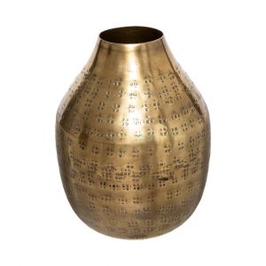 Atmosphera Vase en M&eacute;tal Dor&eacute; Martel&eacute; h 14 cm - Mod&egrave;le c