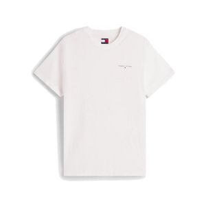 Tommy Hilfiger Tommy Jeans T-Shirt Manches Courtes Homme Linear Chest Tee Slim Fit, Blanc (Ecru), S