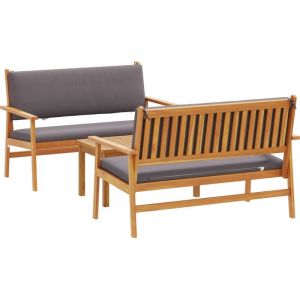 VidaXL Ensemble de canapé de jardin 3 pièces avec coussins en bois d acacia