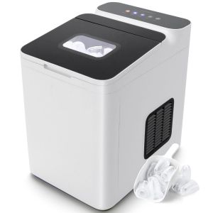 Machine à glaçons de comptoir Coast - Blanc - 22,5 x 32 x 32,5 cm - 15 kg par jour - Cycle rapide de 6 min - Avec nettoyage automatique