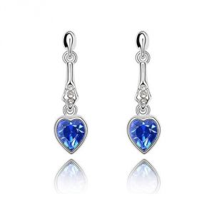 Image de Blue Pearls Cry A324 G - Boucles d'oreilles pendantes et Coeur en Cristal de Swarovski