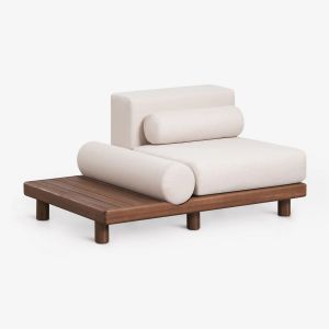 Module Central Avec Table D'appoint Pour Canap&eacute; Modulaire De Jardin En Acacia Edrien Brun Acacia