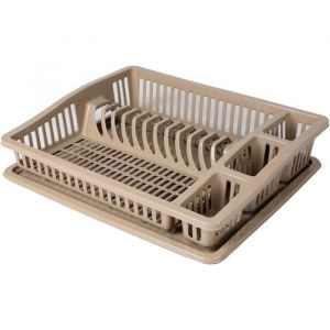 Urban living Egouttoir &agrave; vaisselle avec plateau - Plastique Beige - 46 x 37 x 9,5 cm - Livraison gratuite