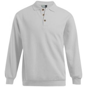 Image de Promodoro Polo sweat manches longues grandes tailles Hommes, XXXL, gris clair chiné