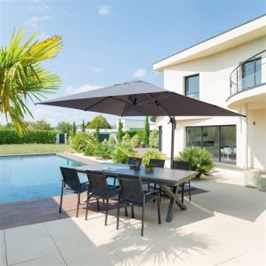 Hesperide Parasol d&eacute;port&eacute; rectangulaire Equador gris anodis&eacute; et ardoise