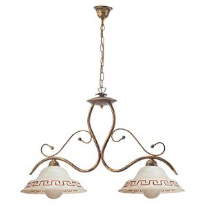 ONLI Lustre 2 lumières Giorgio en métal marron badigeonné Or et verre dégradé, Bronze