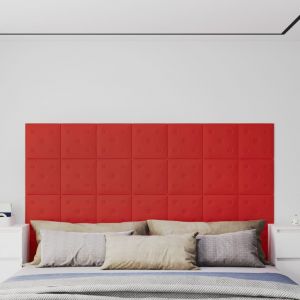 VidaXL Panneaux muraux 12pcs Rouge bordeaux 30x30cm Similicuir 1,08 m² Rouge bordeaux
