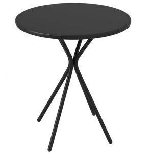 Outsunny Table de jardin ronde dia. 60 cm piètement antidérapant design acier noir