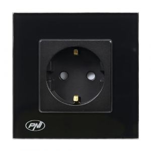 PNI WP101B Bo&icirc;te d'encastrement unique avec cadre en verre, couleur noire