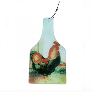 Astuceo Planche verre incassable décor coq - Lot de 2 Multicolore