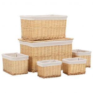 Image de VidaXL Ensemble de paniers empilables 6 pcs Saule naturel