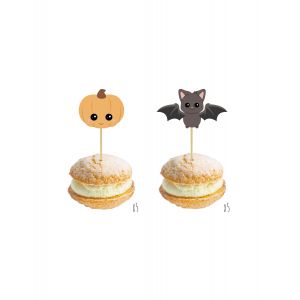 Party Pro 10 Pics en bois citrouille et chauve-souris 5 x 8 cm - Couleur Noir - Taille Taille Unique