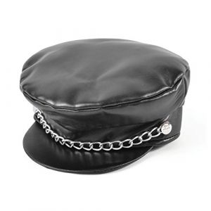 Déguisement Punk Rock Biker Noir - Chapeau Bonnet Années 80 avec Chaîne en Métal