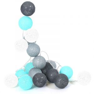 The home deco factory Guirlande lumineuse boules colorées 20 LED 3,45 m Blanc. Gris. Bleu - Blanc. Gris. Bleu