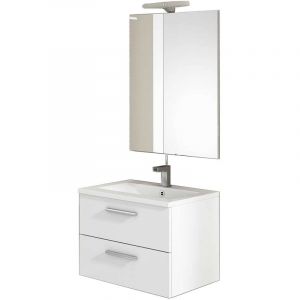 Mennza Ensemble de salle de bain CORDOBA meuble suspendu 60 cm Blanc Brillant