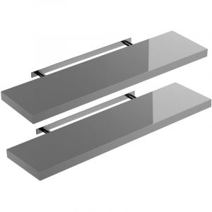 Casaria - Set de 2 Étagères murales flottantes mdf robuste effet flottant support de fixation inclus étagère bois rangement livre décoration cd Set