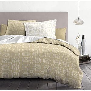 Parure de Couette 100% Coton 57 fils couleurs - Beige, matière - 100% coton, tailles - 140 x 200 cm - Beige