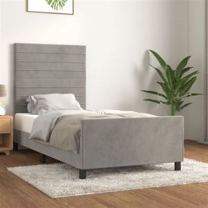 VidaXL Cadre de lit avec tête de lit Gris clair 90x190 cm Velours