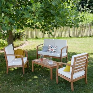 Wilsa Garden Salon de jardin en bois d'Acacias 4 places