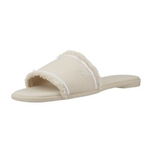 Tommy Hilfiger Sandales Femme Fringe Canvas Flat Élégantes, Ivoire (Muslin), 36