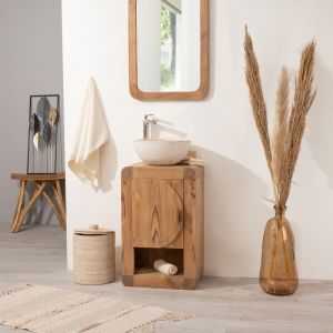 Image de Wanda Collection Petit meuble de salle de bain ou wc 44cm en teck massif