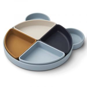 Liewood Assiette Compartimentée Arne - Mr Bear Sea Blue Mix
