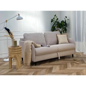 Canapé droit convertible 3 places en tissu beige