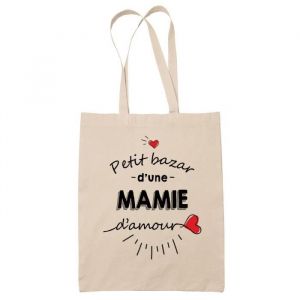 Sac Tote Bag Petit Bazar d'une Mamie d'amour | Id&eacute;e Cadeau Famille F&ecirc;te des Grand-M&egrave;res Anniversaire No&euml;l Sac Cabas R&eacute;utilisable