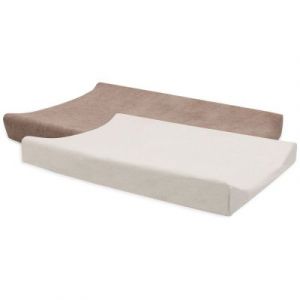 Jollein Lot de 2 Housses de Matelas à Langer - Milky Coffee & Ivory
