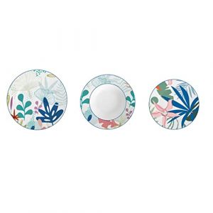 Service de Vaisselle DKD Home Decor Porcelaine Bleu Vert 18 Pièces