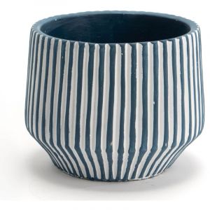 Amadeus Cache pot à rayures bleu grand modèle - Bleu - Grès