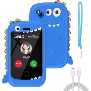 Téléphone Portable Enfant Alutoria, Jouet Smartphone SOS, Musique, Livre Audio, Cadeau 4-10 Ans, Bleu.