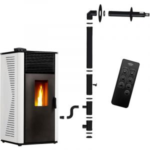 Poêle à granulés étanche Anita 15 kW Blanc Sannover + Kit d'installation Complet
