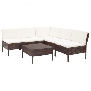 VidaXL Salon de jardin 6 pcs avec coussins Résine tressée Marron