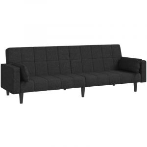Image de VidaXL Canapé-Lit À 2 Places Avec Deux Oreillers Noir Tissu