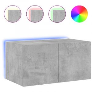 VidaXL Meuble Tv Mural Avec Lumières Led Gris Béton 60x35x31 Cm
