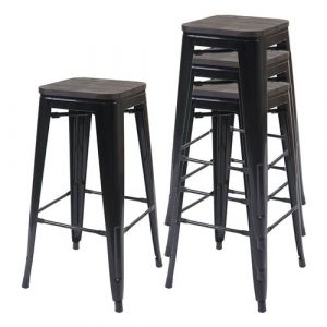 4x tabouret de bar MENDLER HWC-A73 métal design industriel noir