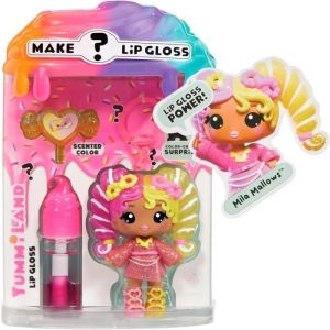 Rainbow high Yummiland Lip Gloss Doll : Mystery Color Change - Mila Mallows - Comprend 1 Poupée, Lip Gloss DIY + Porte-Clés Amovible, Jeu Cosmétique, Collection, Pour Enfants de 4 Ans et Plus