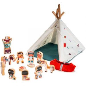 Image de Lilliputiens Figurines en bois Tipi et Indiens