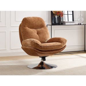 Fauteuil pivotant en tissu textur&eacute; jaune moutarde ILMACA