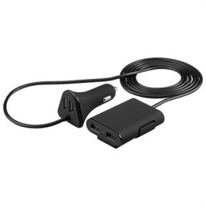 Chargeur quadruple USB 9.6A sur prise allume-cigare (noir)