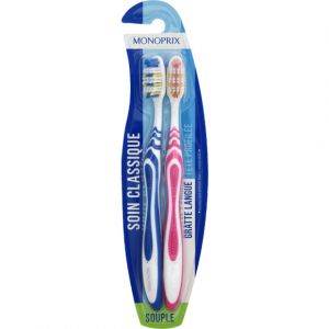 Monoprix Brosse &agrave; dents Soin Classique souple - Le lot de 2
