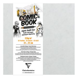 Clairefontaine 975198C - Carnet LAYOUT de 32 feuilles de papier croquis blanc double face, 220 g/m&sup2;, 22x22