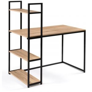 Facilitys - Bureau effet bois et m&eacute;tal avec &eacute;tag&egrave;re int&eacute;gr&eacute;e Marron - Marron