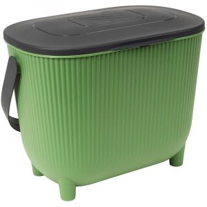 EDA - Poubelle à compost 10 L avec filtre à charbon - Ouverture XXL - Filtre anti-odeurs - Design moderne - Vert Cactus