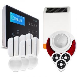 Atlantic's Pack alarme sans fil NEOS - Transmission des alertes sur ligne fixe ou mobile - Tolérance animaux domestiques - Sirène intégrée 105dB NEOS KIT 7 (MD-326R) - Noir