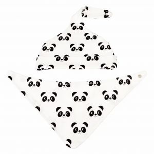 Bonnet et bavoir en coton bio bébé Rex London Miko The Panda
